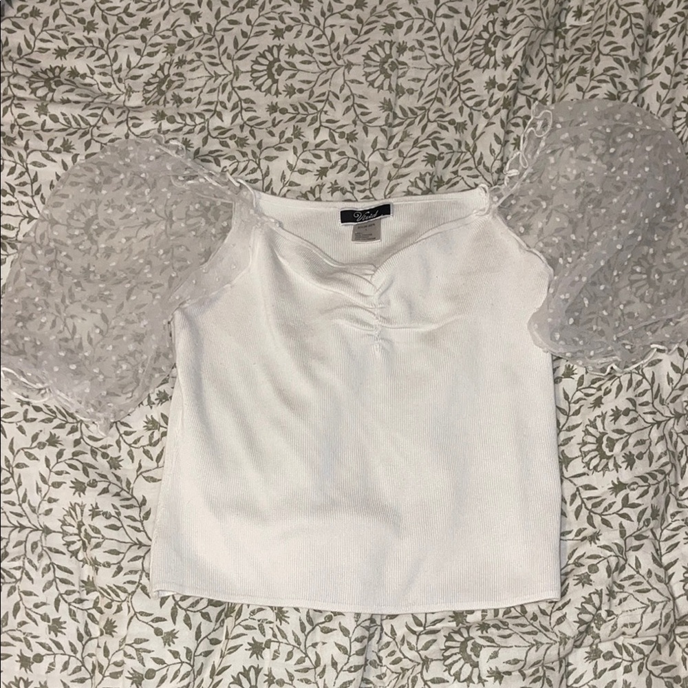 White Sheer Sleeve Top